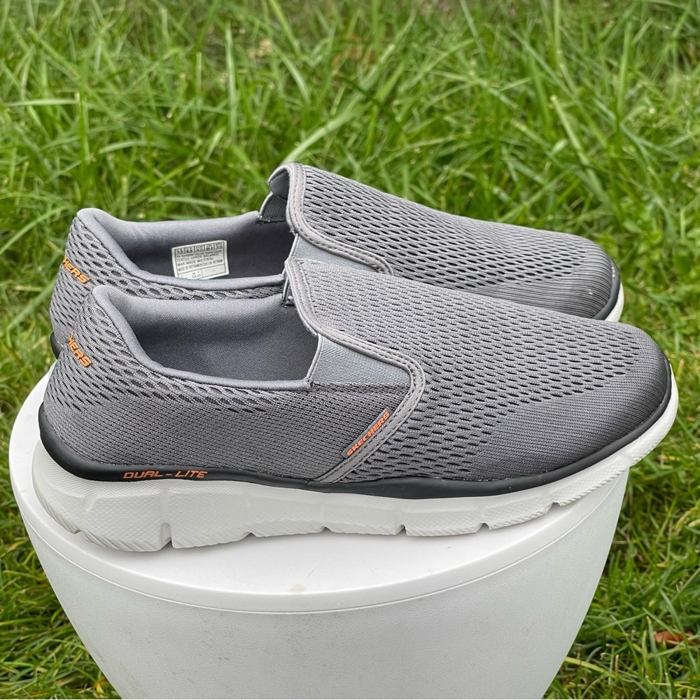 Skechers Equalizer Double Play Shoes Mens 7.5 Wide Gray Slip On Loafer 51509W